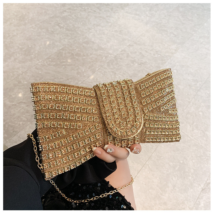 Večernja clutch torbica s mašnicom - PU materijal, magnetno zatvaranje, poliester podstava, džep za dokumente