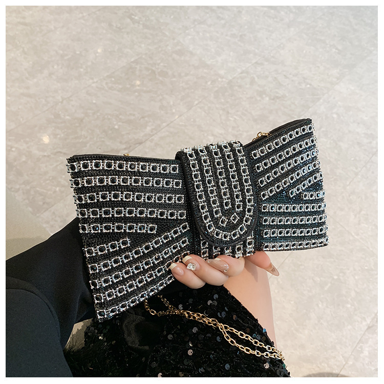 Večernja clutch torbica s mašnicom - PU materijal, magnetno zatvaranje, poliester podstava, džep za dokumente