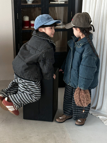 Παιδικό παχύ τζιν μπουφάν, unisex, Χειμώνας 2025, κλείσιμο με ένα κουμπί