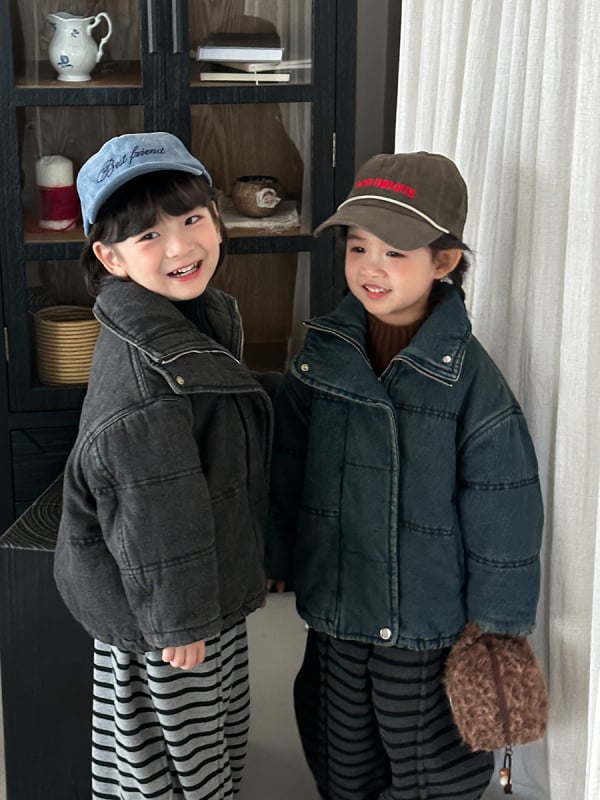 Παιδικό παχύ τζιν μπουφάν, unisex, Χειμώνας 2025, κλείσιμο με ένα κουμπί