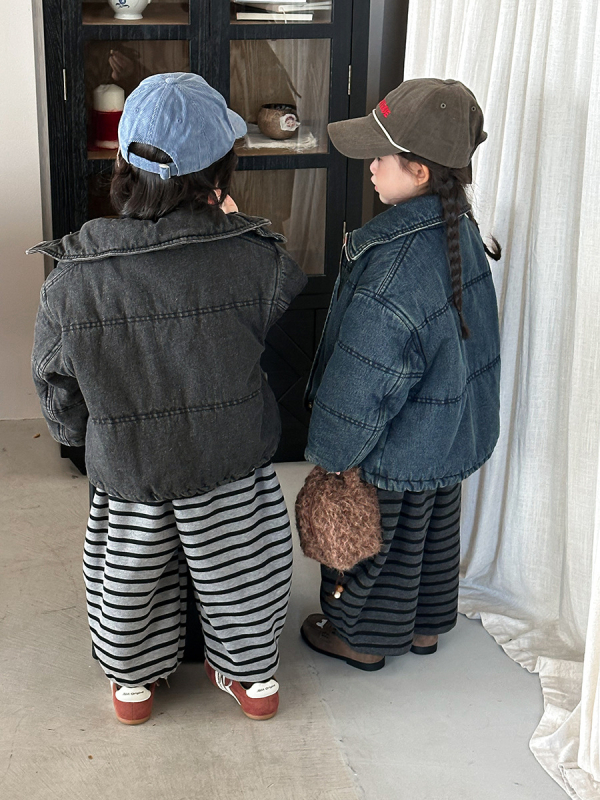 Παιδικό παχύ τζιν μπουφάν, unisex, Χειμώνας 2025, κλείσιμο με ένα κουμπί