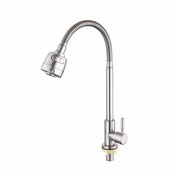 Kuhinjski faucet za hladnu vodu od 304 nehrđajućeg čelika, s okretljivim crijevom, brušeni završni sloj, model 8210, 20 mm ulaz/izlaz, keramički jezgreni ventil