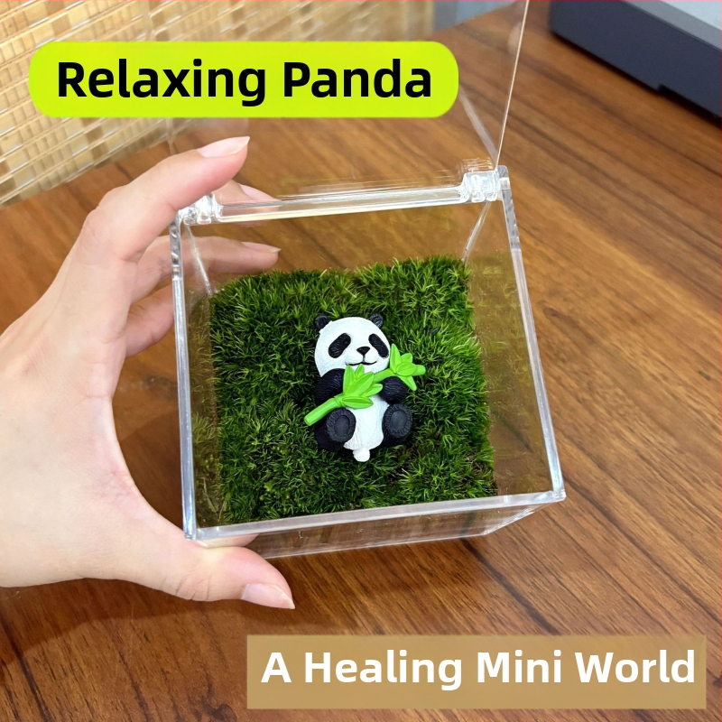 Peisaj mic cu mușchi în sticluță pentru birou – lucrat manual, din plastic, personalizare disponibilă cu imprimare a logo-ului, potrivit ca cadou de afaceri