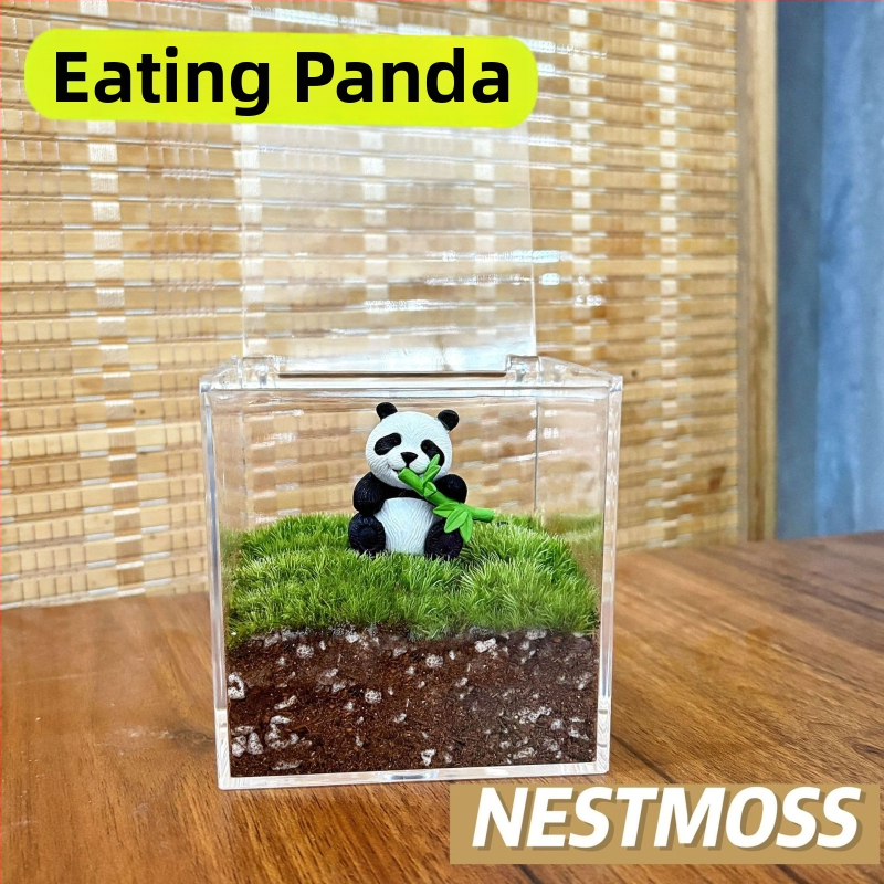 Peisaj mic cu mușchi în sticluță pentru birou – lucrat manual, din plastic, personalizare disponibilă cu imprimare a logo-ului, potrivit ca cadou de afaceri