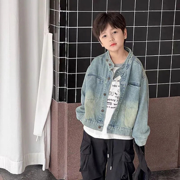 Παιδικό μπουφάν για αγόρια - για ηλικίες 3–8 ετών, φθινόπωρο, μακριά μανίκια, χωρίς κουκούλα, μονόχρωμο