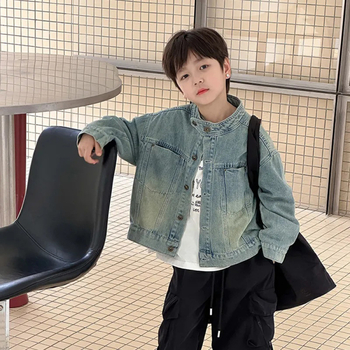 Παιδικό μπουφάν για αγόρια - για ηλικίες 3–8 ετών, φθινόπωρο, μακριά μανίκια, χωρίς κουκούλα, μονόχρωμο