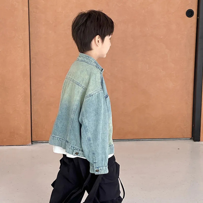 Παιδικό μπουφάν για αγόρια - για ηλικίες 3–8 ετών, φθινόπωρο, μακριά μανίκια, χωρίς κουκούλα, μονόχρωμο