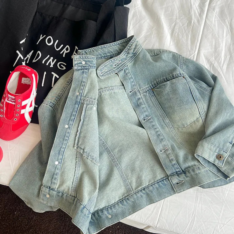 Παιδικό μπουφάν για αγόρια - για ηλικίες 3–8 ετών, φθινόπωρο, μακριά μανίκια, χωρίς κουκούλα, μονόχρωμο