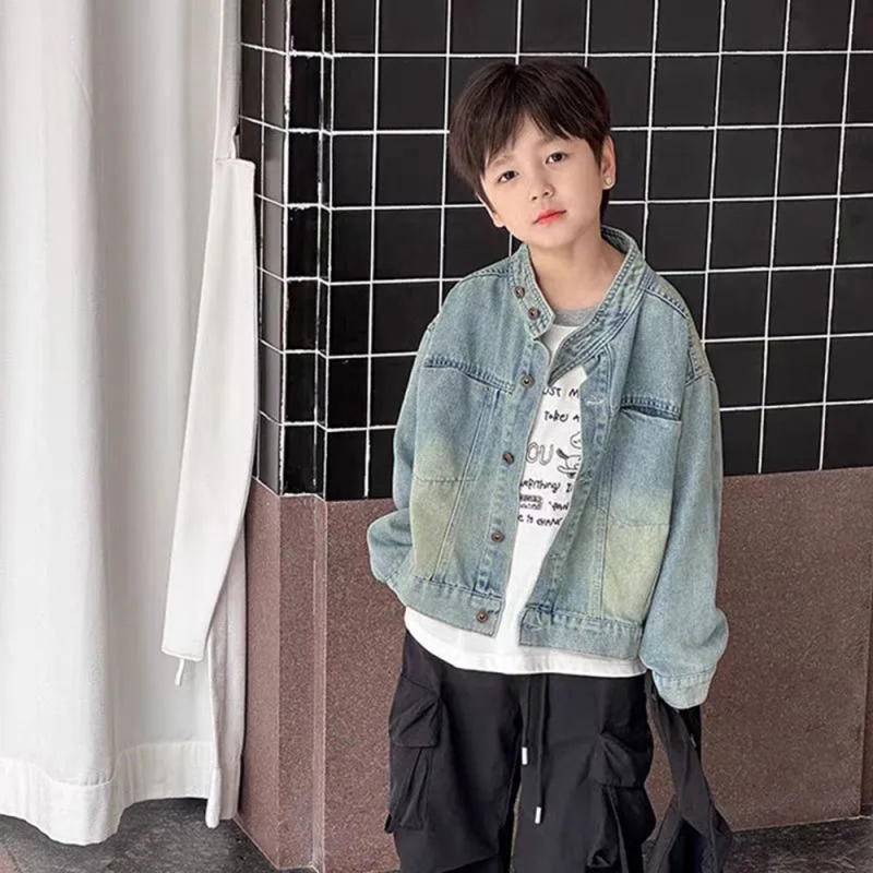 Παιδικό μπουφάν για αγόρια - για ηλικίες 3–8 ετών, φθινόπωρο, μακριά μανίκια, χωρίς κουκούλα, μονόχρωμο