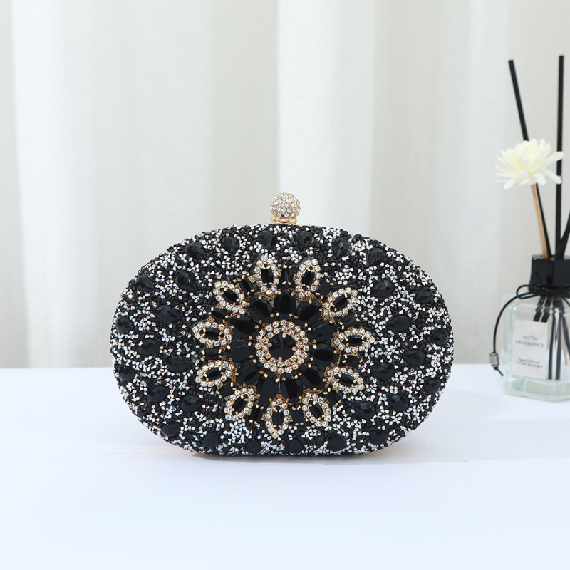 Večernja clutch torba s dijamantno ukrašenim suncokretom, PU materijal, oblik školjke, zaključavanje, unutarnja džep za mobitel, Kaihui