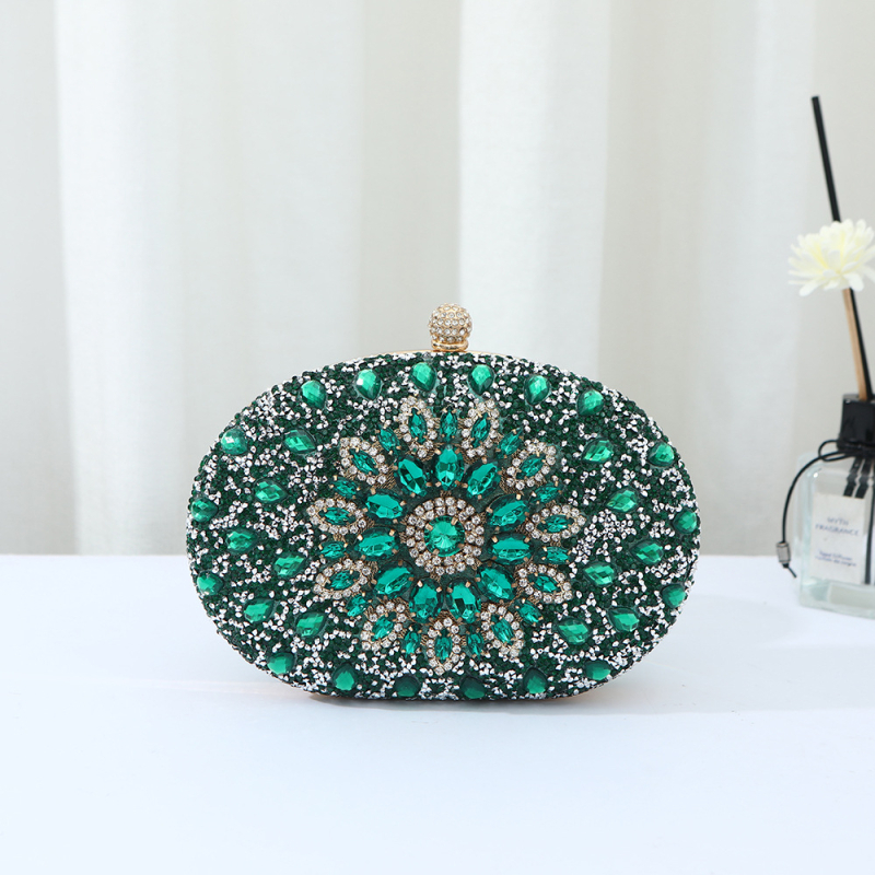 Večernja clutch torba s dijamantno ukrašenim suncokretom, PU materijal, oblik školjke, zaključavanje, unutarnja džep za mobitel, Kaihui