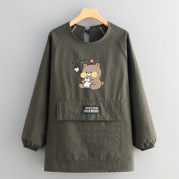 Taslan anyagú ujjú kötény konyhára, karikatúra mintás, anti-szennyeződés védelem