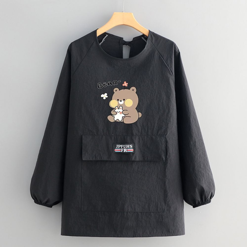 Taslan anyagú ujjú kötény konyhára, karikatúra mintás, anti-szennyeződés védelem