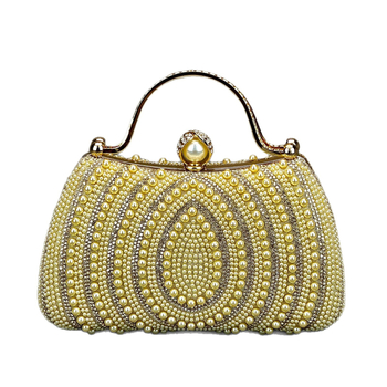 Női crossbody táska vízcsepp alakú gyöngyökkel és rhinestone-díszítéssel, párnás négyszögletes siluett, poliészter, belső zsebek a telefonhoz és dokumentumokhoz, záródás, mindennapi használatra