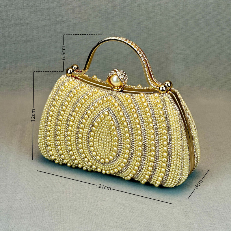 Női crossbody táska vízcsepp alakú gyöngyökkel és rhinestone-díszítéssel, párnás négyszögletes siluett, poliészter, belső zsebek a telefonhoz és dokumentumokhoz, záródás, mindennapi használatra