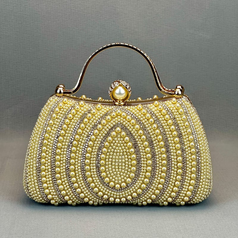Női crossbody táska vízcsepp alakú gyöngyökkel és rhinestone-díszítéssel, párnás négyszögletes siluett, poliészter, belső zsebek a telefonhoz és dokumentumokhoz, záródás, mindennapi használatra