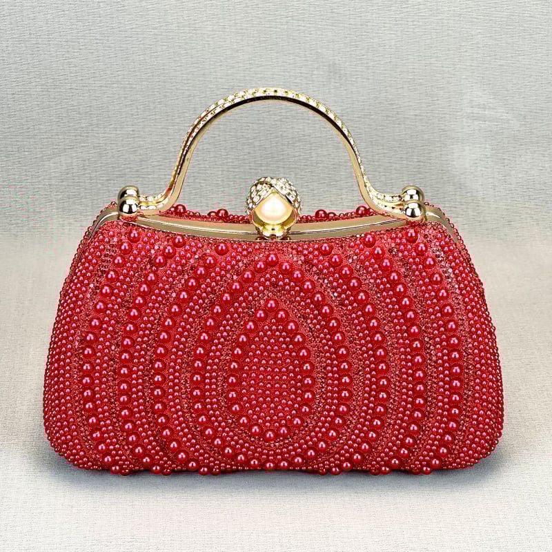 Női crossbody táska vízcsepp alakú gyöngyökkel és rhinestone-díszítéssel, párnás négyszögletes siluett, poliészter, belső zsebek a telefonhoz és dokumentumokhoz, záródás, mindennapi használatra