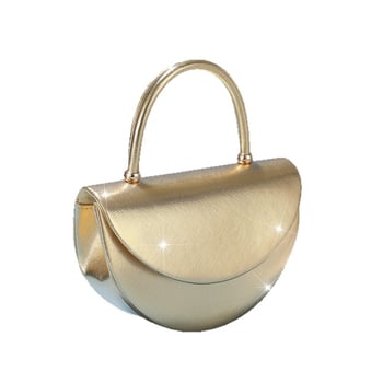 Ívelt alakú kézitáska, poliészter, fedett nyitás, belső telefonzseb, 2025 nyár