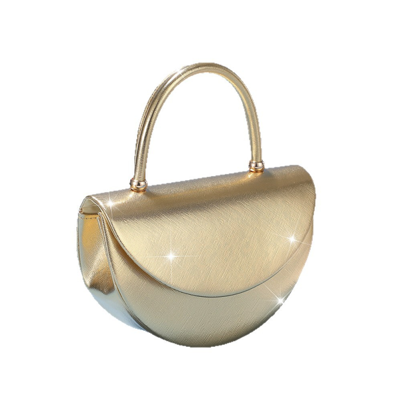 Ívelt alakú kézitáska, poliészter, fedett nyitás, belső telefonzseb, 2025 nyár