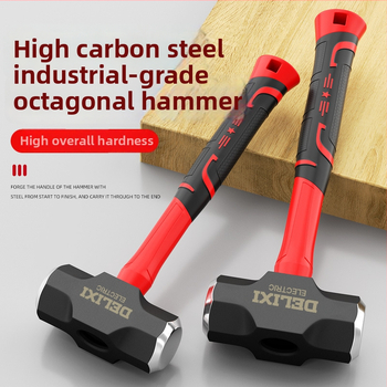 Σφυρί με κεφαλή οκταγωνικής μορφής, λαβή από καουτσούκ με μαλακό κράτημα, χάλυβας υψηλού άνθρακα, ενιαία κατασκευή