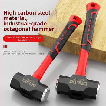 Σφυρί με κεφαλή οκταγωνικής μορφής, λαβή από καουτσούκ με μαλακό κράτημα, χάλυβας υψηλού άνθρακα, ενιαία κατασκευή