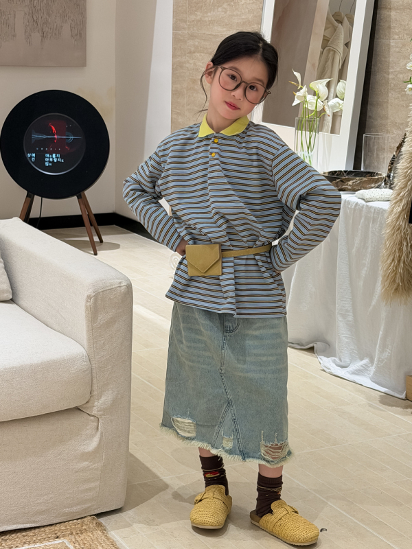 KUMAI.KIDS dječja polo majica – korejski stil, prugasta, pamuk, dob 3-8 godina