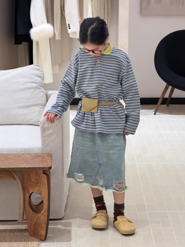 KUMAI.KIDS dječja polo majica – korejski stil, prugasta, pamuk, dob 3-8 godina