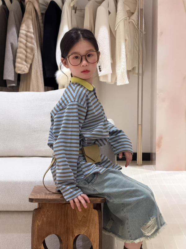 KUMAI.KIDS dječja polo majica – korejski stil, prugasta, pamuk, dob 3-8 godina