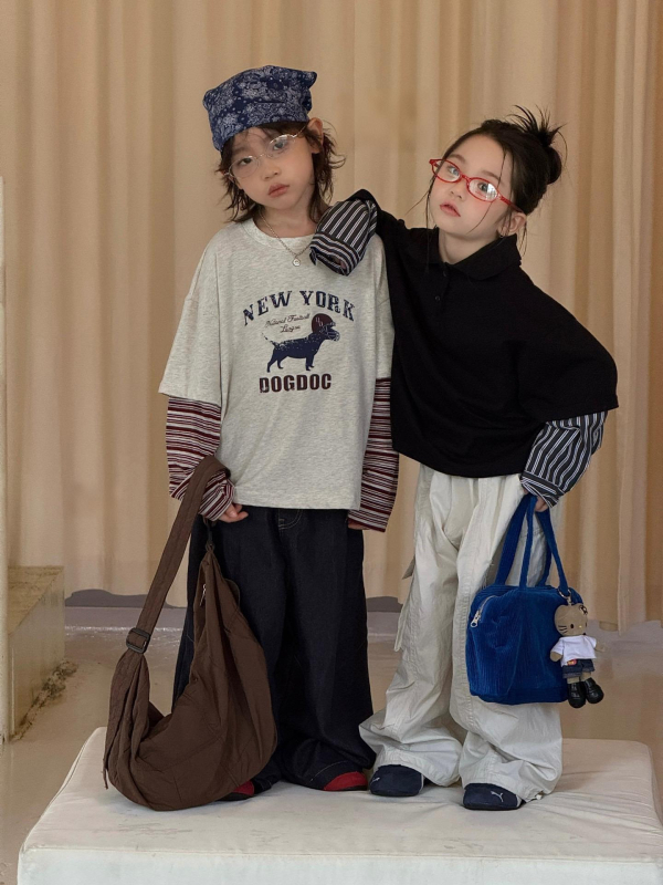 Polo majica za djecu, patchwork, korejskog stila, unisex, opuštena silueta, uzrast 3–8 godina