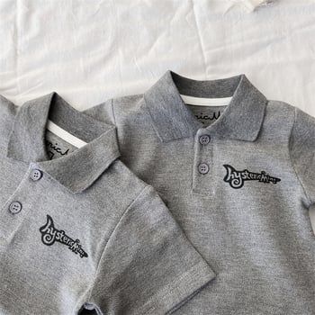 Gyerekeknek készül polo felső | japán stílus | mintázat rajzfilmekkel és betűkkel | kötött anyag | 3–8 éveseknek