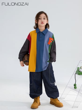 Fulongzi uniszex pamut csíkos pólóing, tavasz 2024, 8 évesnél idősebb gyerekeknek