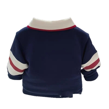 Muška polo majica s fleece podstavom, stojeći ovratnik, patchwork izšiven dizajn, pamuk, za zimu