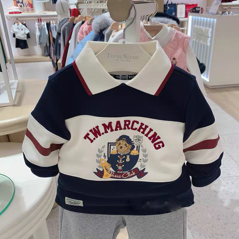 Muška polo majica s fleece podstavom, stojeći ovratnik, patchwork izšiven dizajn, pamuk, za zimu