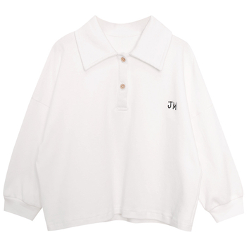 Fiúknak szóló polo felső, koreai stílusban, hosszú ujjú, 100% pamut, 3–8 éveseknek
