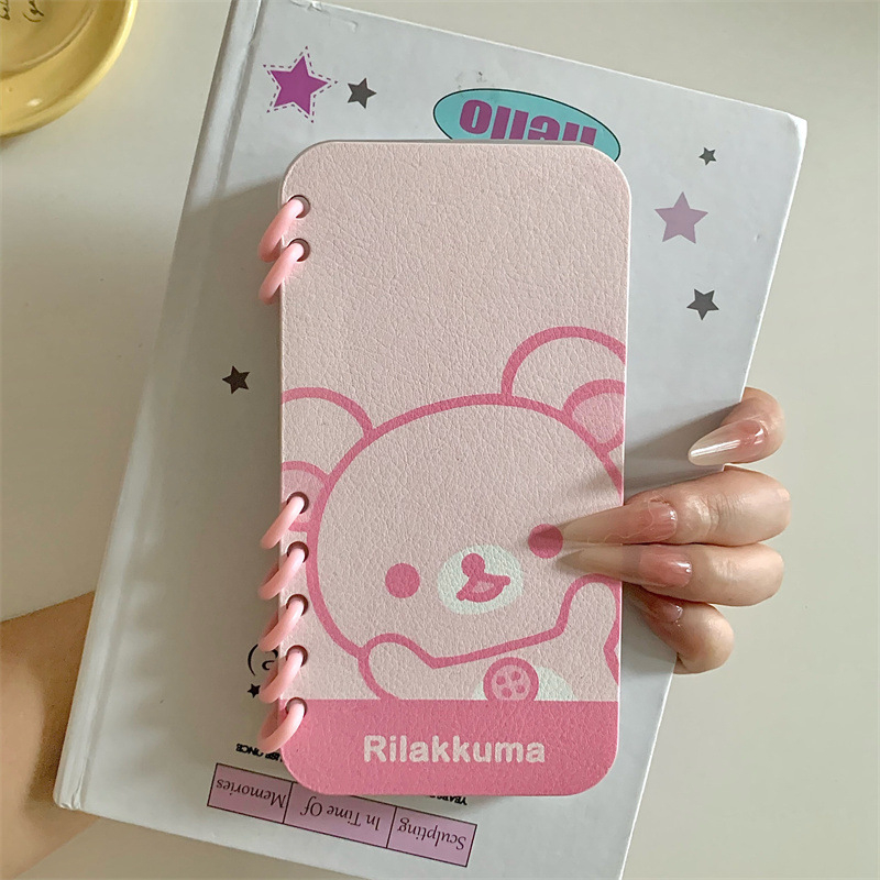 Obal na iPhone – Dizajn Rilakkuma poznámkový blok, TPU materiál, odolný proti pádu, ochrana, prispôsobiteľný