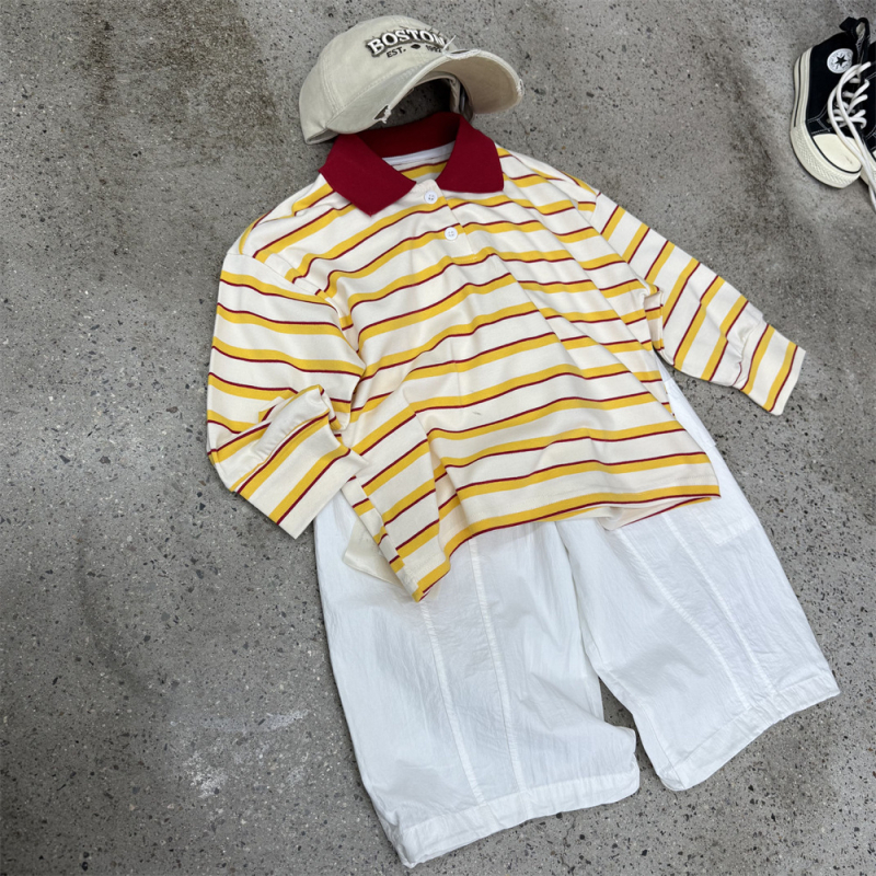 Dječja polo majica - prugasta pamučna, unisex, za stariju djecu od 8 godina, proljeće