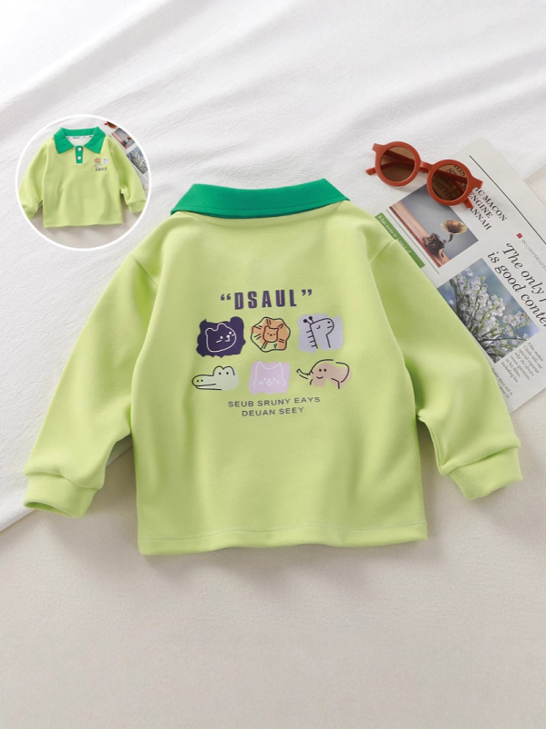 Dječja polo majica, unisex, proljeće–jesen, smjesa kemijskih vlakana, crtani otisak