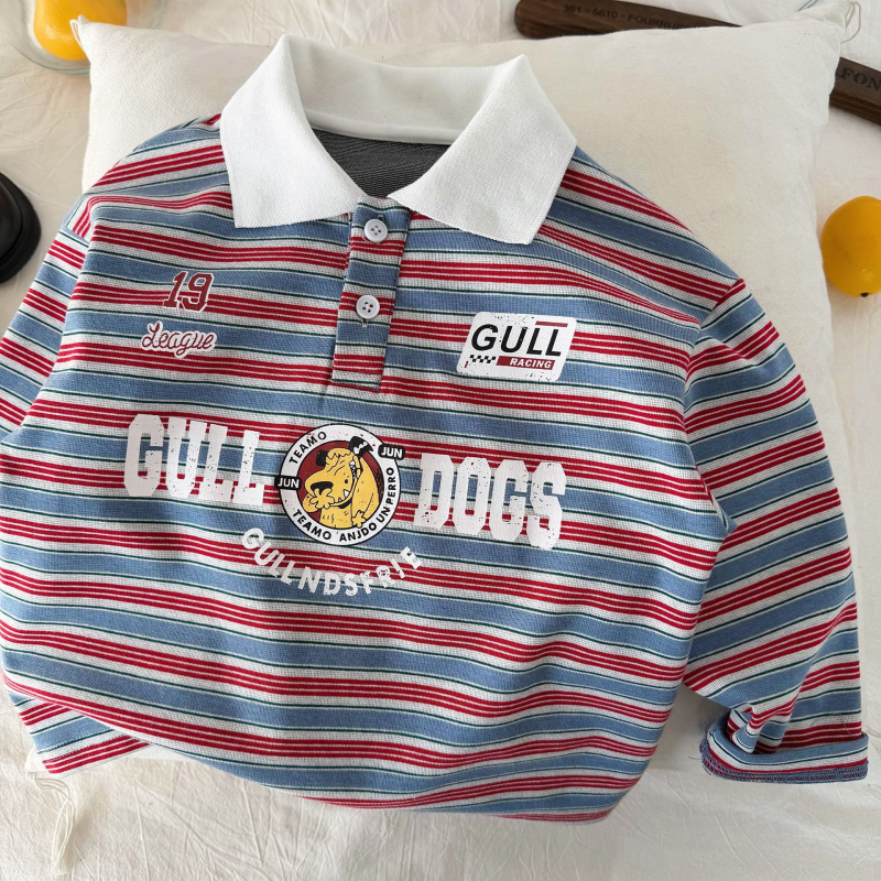 LELEDOMIE Dječje polo majice s prugama, pamuk, korejski stil