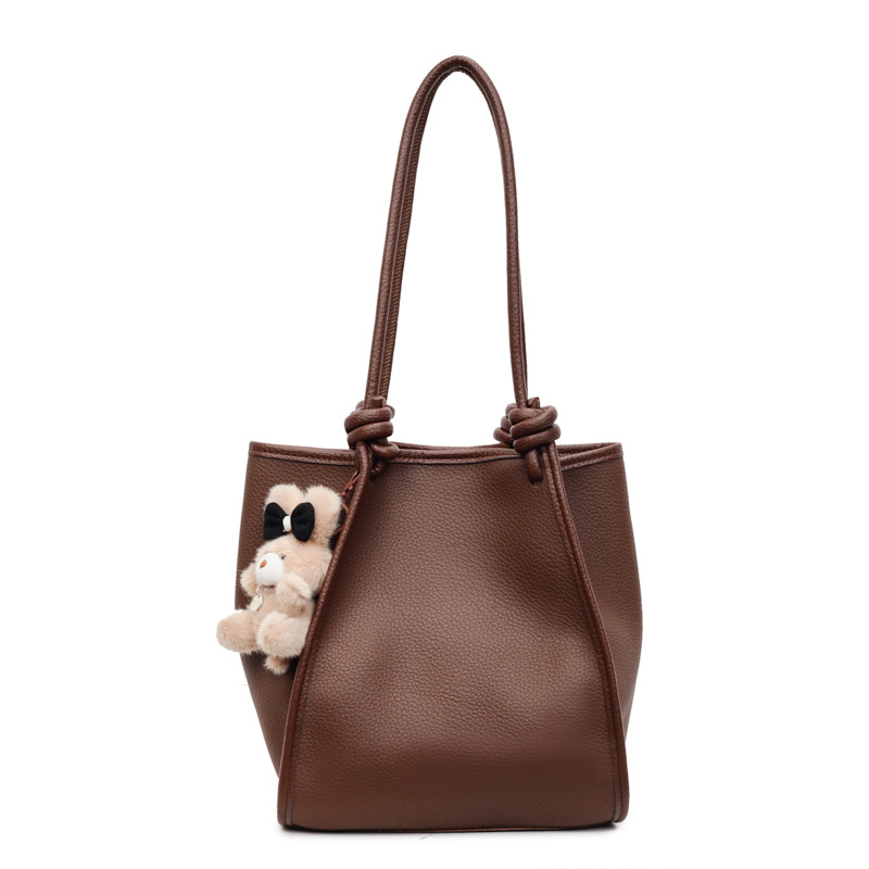 PU ženska bucket torba, vertikalni kvadratni oblik, magnetska kopča, unutarnja pretinica za telefon, jesen 2025 izdanje