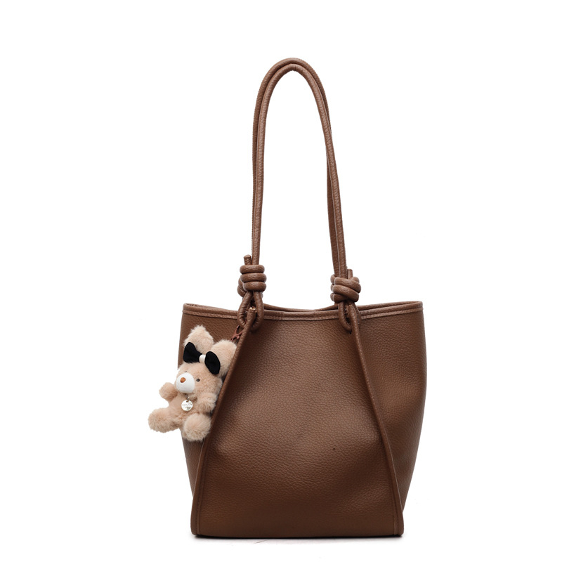 PU ženska bucket torba, vertikalni kvadratni oblik, magnetska kopča, unutarnja pretinica za telefon, jesen 2025 izdanje