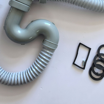 Dvostruka odvodna cijev za kuhinjsku sudoperu, plastična, protiv mirisa, težina 0.35 kg, stil: moderni minimalistički