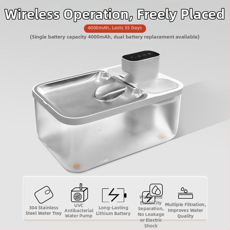 Δοχείο νερού γάτας με γυάλινο σώμα, χειροκίνητη λειτουργία, μη αυτόματο, κατάλληλο για γάτες