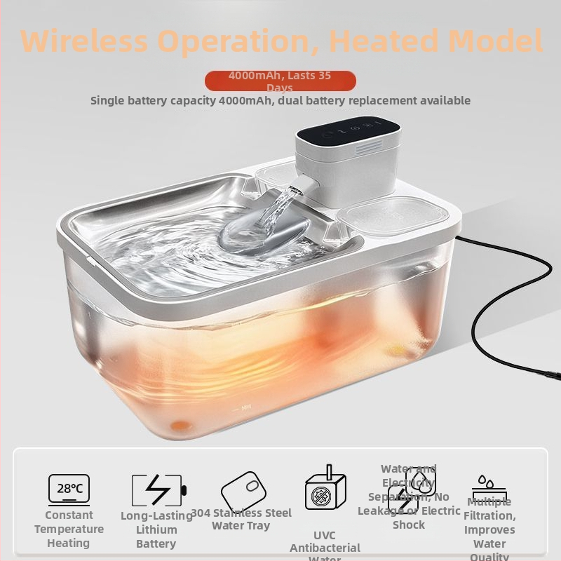 Δοχείο νερού γάτας με γυάλινο σώμα, χειροκίνητη λειτουργία, μη αυτόματο, κατάλληλο για γάτες