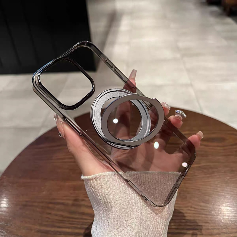 Ultra-tanki prozirni PC kućište s 360° rotirajućom podrškom i magnetskim pričvršćivanjem za iPhone 12/13/14 seriju — zaštita od pada