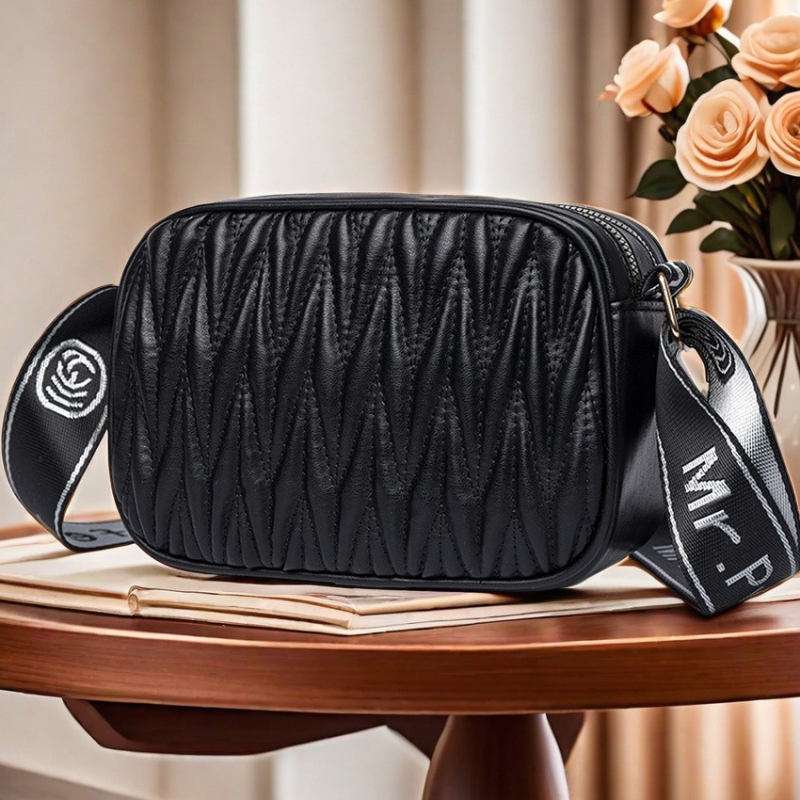 PU materijala torbica preko ramena, gradski stil, kvadratni oblik, zatvaranje na zip, unutarnji džepovi (zip, džep za telefon, ID džep)