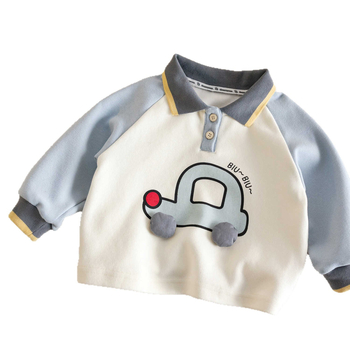 Polo majica za dječake, cartoon uzorak, pamuk materijal, proljeće/jesen, dob 3–8 godina