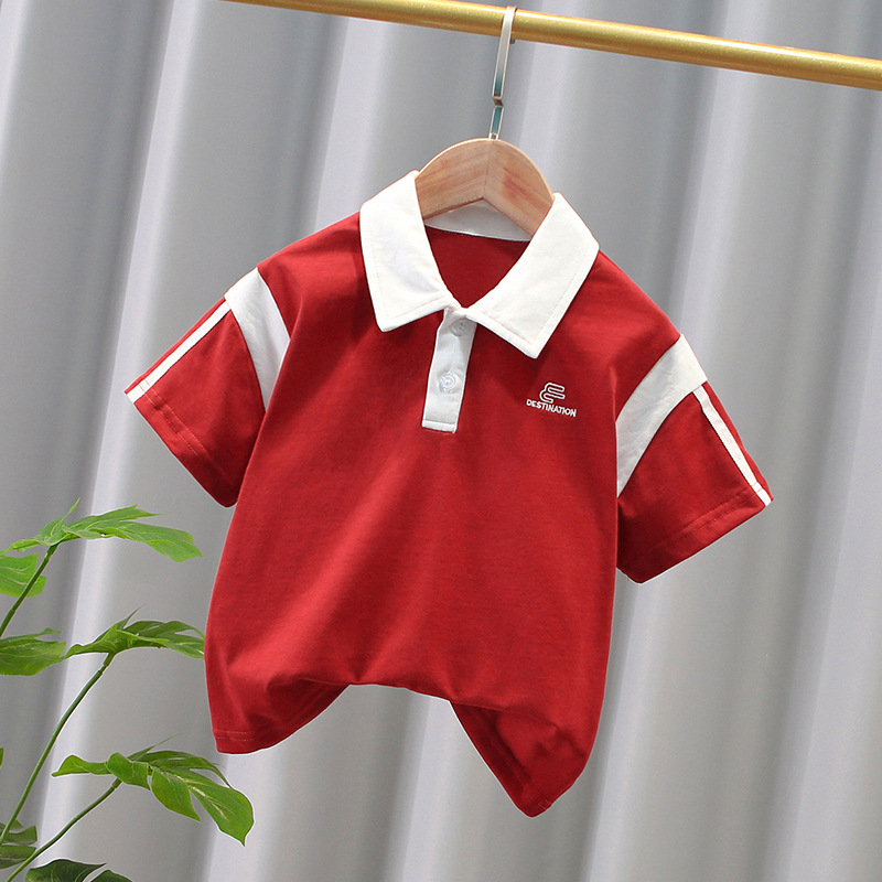 Muško polo majica za dječake, korejski stil izšivanja, pamukasta tkanina, uzorak s slovima, HARVEY JIA