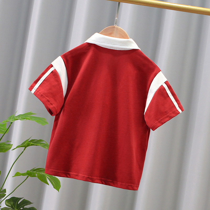 Muško polo majica za dječake, korejski stil izšivanja, pamukasta tkanina, uzorak s slovima, HARVEY JIA