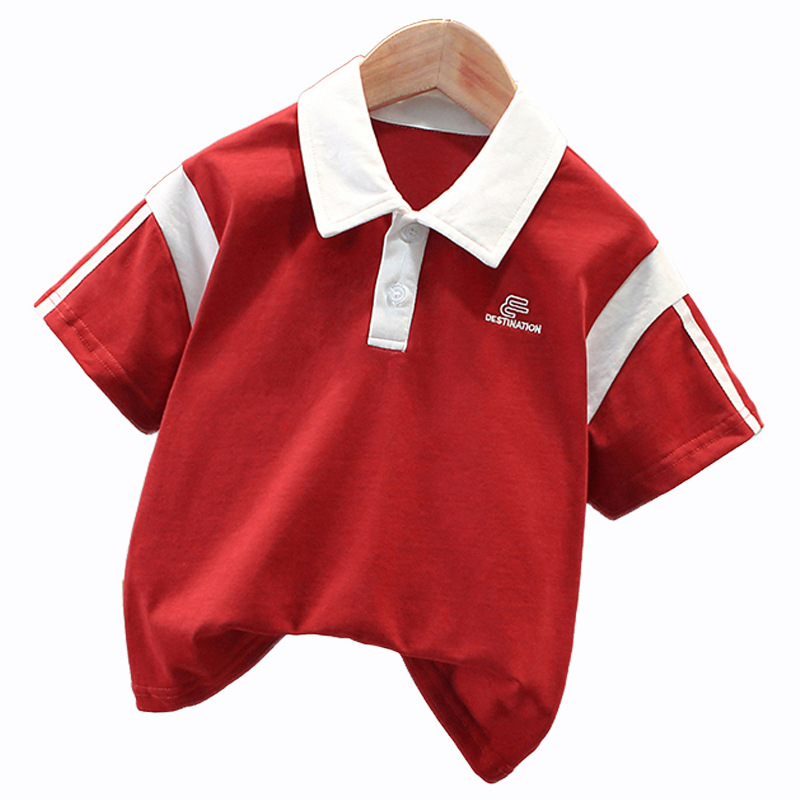 Muško polo majica za dječake, korejski stil izšivanja, pamukasta tkanina, uzorak s slovima, HARVEY JIA