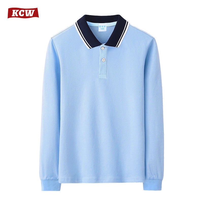 Tricou polo cu mâneci lungi pentru copii, 81–95% bumbac, guler, unisex, imprimare cu logo